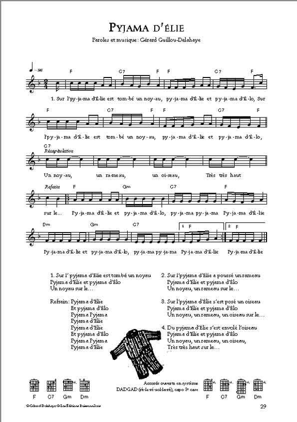partition guitare cycle 2