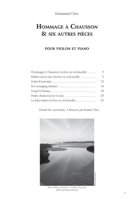 Emmanuel Clerc : Hommage à Chausson, 7 pièces pour violon (ou violoncelle) et piano