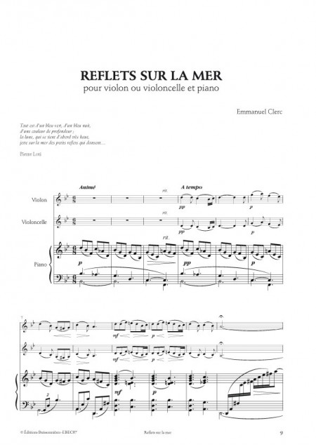 Emmanuel Clerc : Hommage à Chausson, 7 pièces pour violon (ou violoncelle) et piano