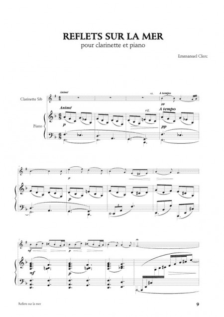 Emmanuel Clerc , [I]Six pièces pour clarinette et piano[/I]