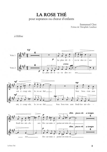 Emmanuel Clerc, [I]Trois mélodies à deux voix[/I]
