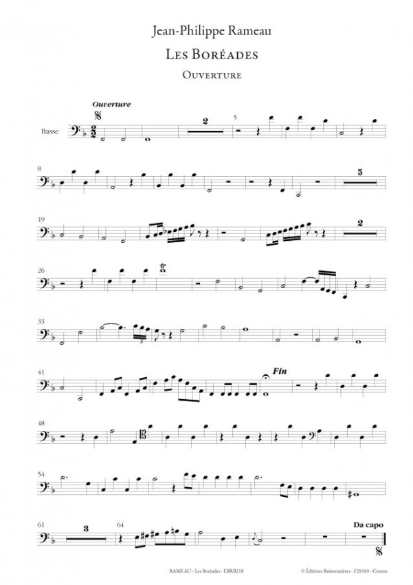 Scop Les Editions buissonnieres Rameau, Les Boréades, Ouverture