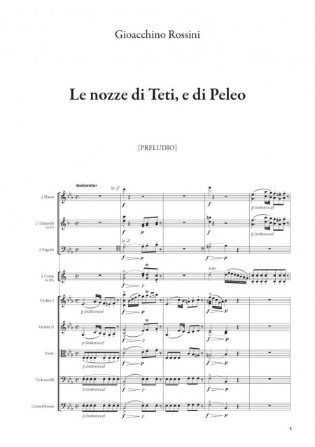 Le nozze di Teti e di Peleo (cantate de Gioacchino Rossini) matériel d'orchestre