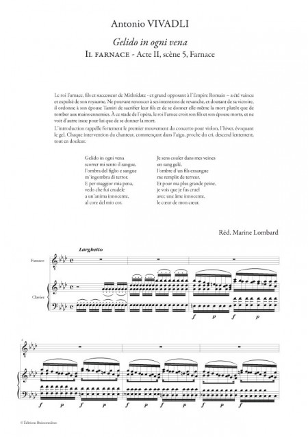 Vivaldi : Gelido in ogni vena (Farnace), chant et clavier