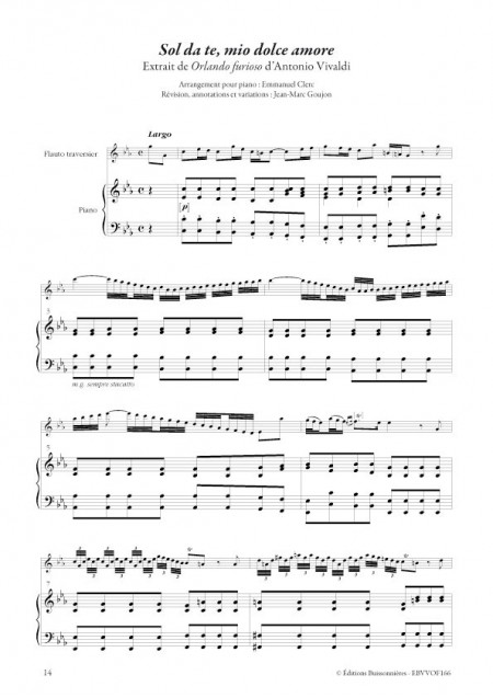 Vivaldi : Orlando furioso [I]Sol da te, mio dolce amore[/I] pour flûte et piano