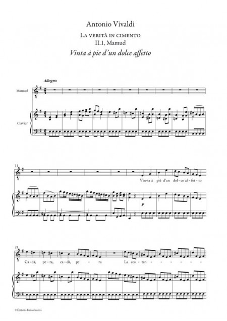 Vivaldi : Vinta a pie (La verità in cimento), chant et clavier