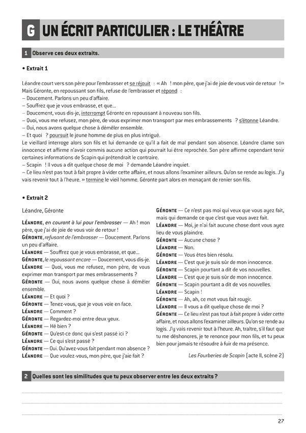 Pièce De Théâtre Cycle 3 Tapuscrit Scop Les Editions buissonnieres - Les Fourberies de Scapin, fiches de