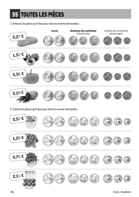 Les pièces en euros - Aide aux devoirs - fiches pratiques