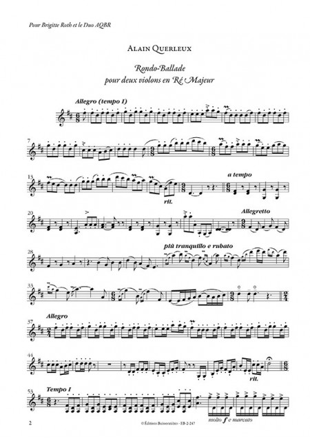 Rondo-Ballade, Alain Querleux, pour deux violons