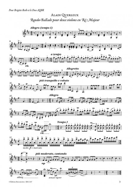 Rondo-Ballade, Alain Querleux, pour deux violons
