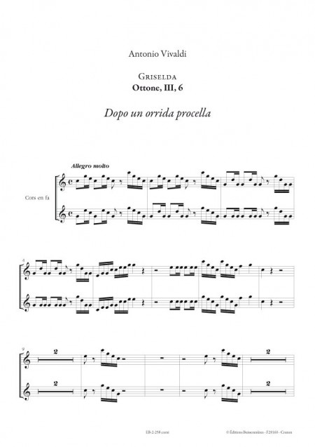 Vivaldi, Dopo un orrida procella (GRISELDA, III, 6), conducteur & matériel d'orchestre