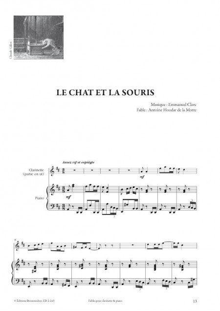 Emmanuel Clerc : Fables, pour clarinette et piano