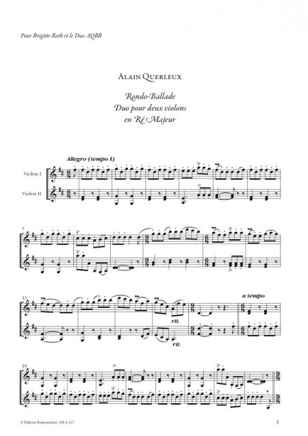 Rondo-Ballade, Alain Querleux, pour deux violons