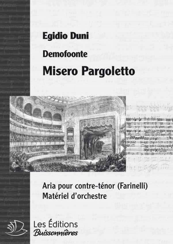 DUNI : Misero pargoletto (Demofoonte) pour chant et orchestre