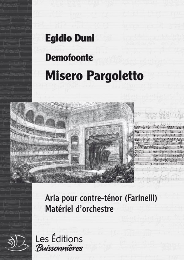 DUNI : Misero pargoletto (Demofoonte) pour chant et orchestre DUNI : Misero pargoletto (Demofoonte) pour chant et orchestre
