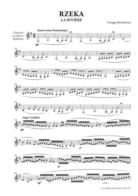 RZEKA pour clarinette ou flûte solo, G. Boulestreau