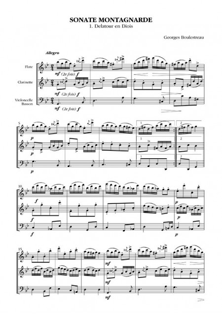 Sonate montagnarde pour flûte, clarinette & violoncelle (Georges Boulestreau)