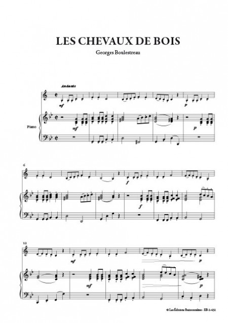 Les chevaux de bois, pour clarinette & piano (Georges Boulestreau)
