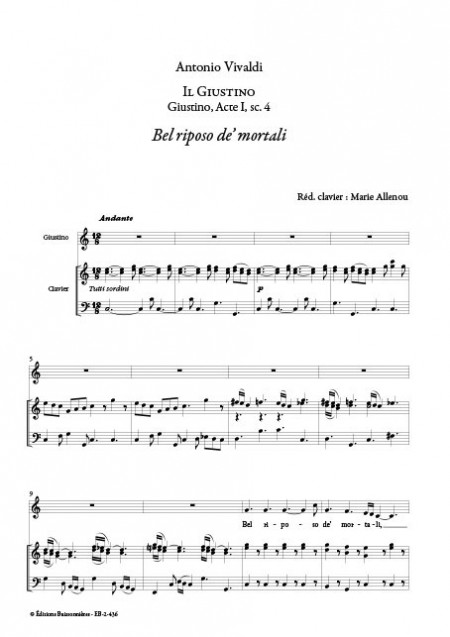 Vivaldi : Bel riposo de' mortali (Giustino), chant et clavier