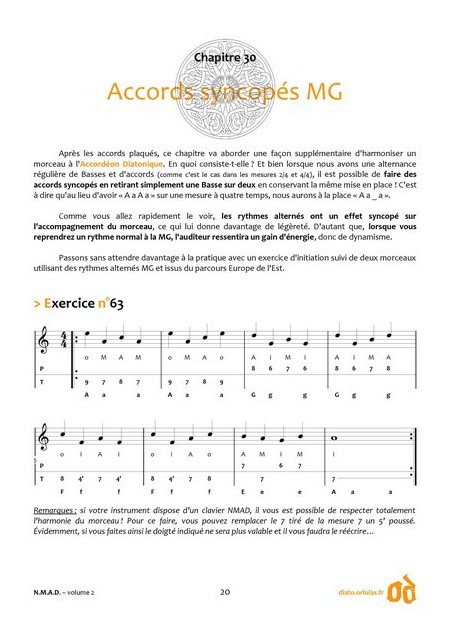 Nouvelle méthode d'accordéon Diatonique - vol.2 - ORLUDIATO