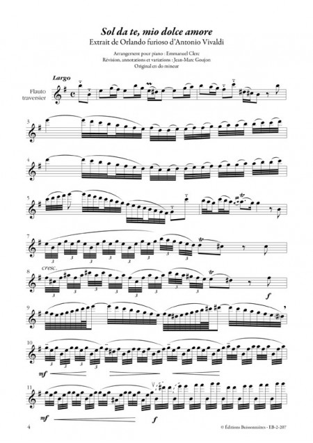 Vivaldi : Sol da te, en mi mineur (Orlando furioso), flûte, chant et piano