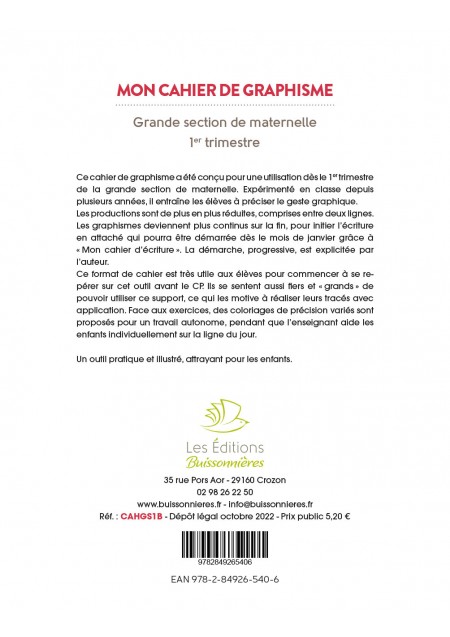 Scop Les Editions buissonnieres - Mon cahier d'écriture au CP